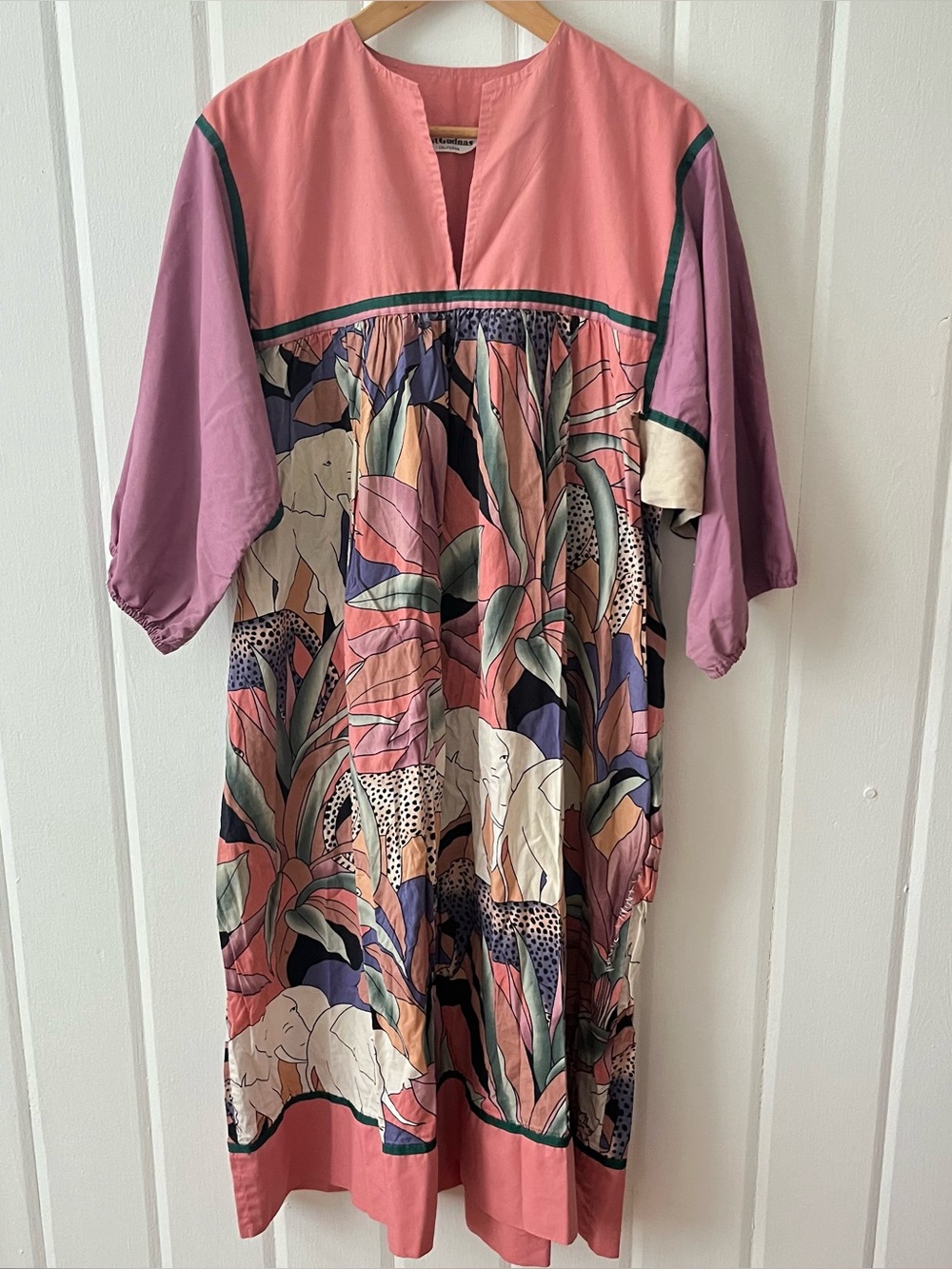 Vintage Krist Gudnason Animal Safari Jungle Mumu Dress